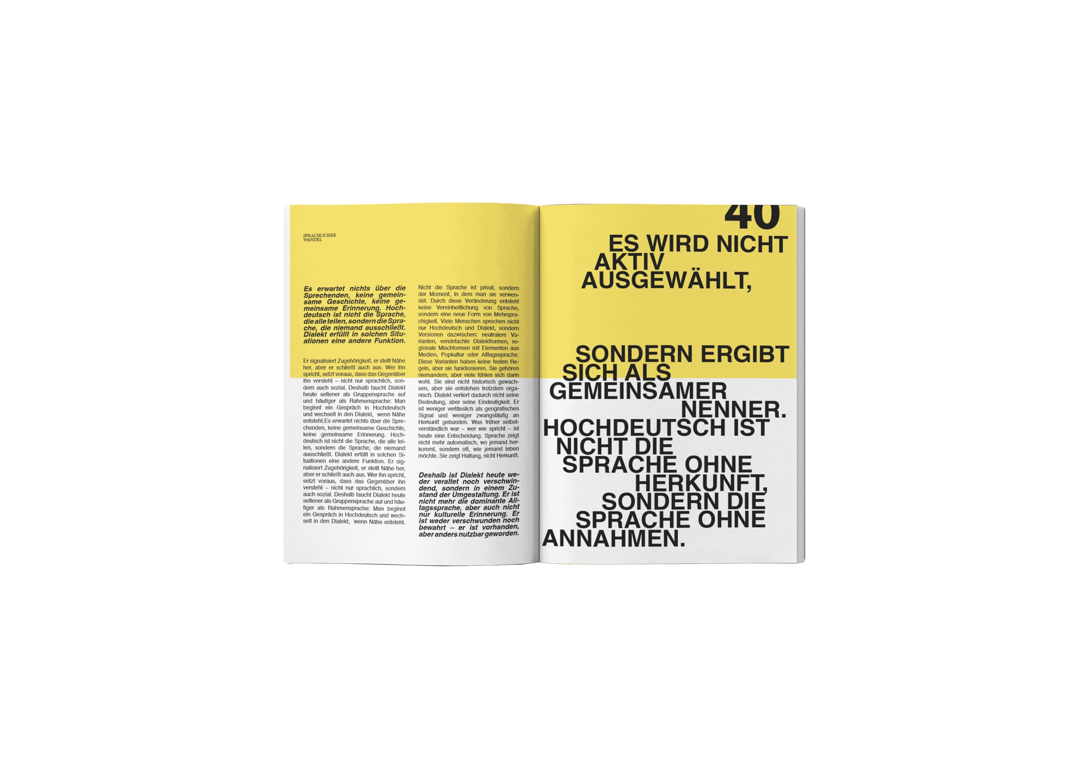 Magazindoppelseite mit typografischem Textblock