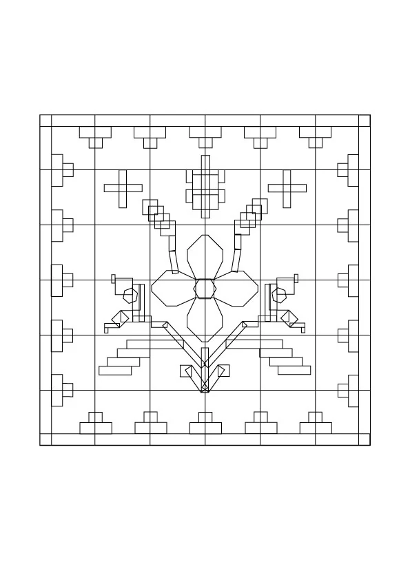 Konstruktionsraster mit eingezeichnetem Ornament