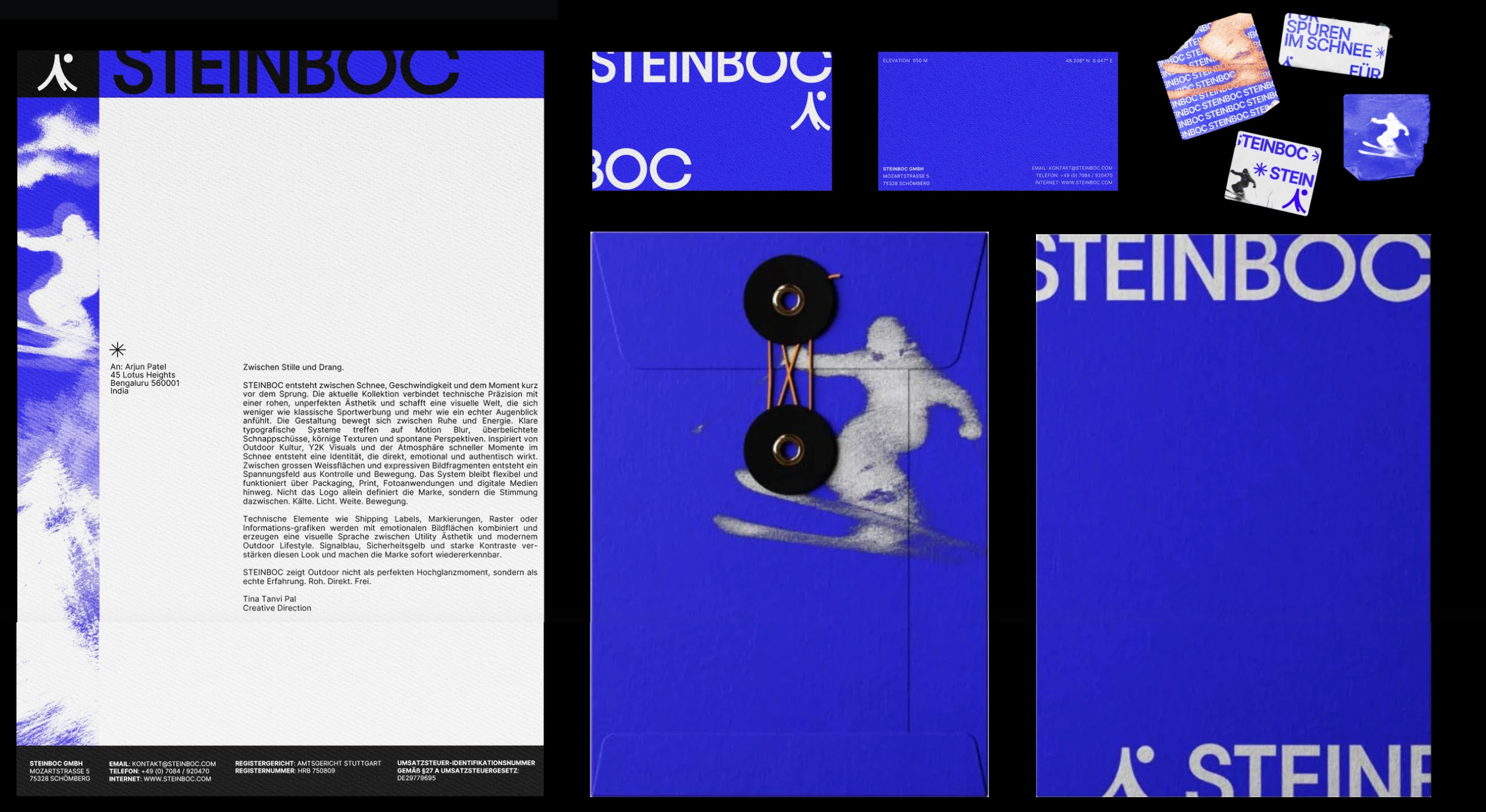 Steinboc Corporate-Design-System mit Briefkopf, Karten, Umschlag und Stickern