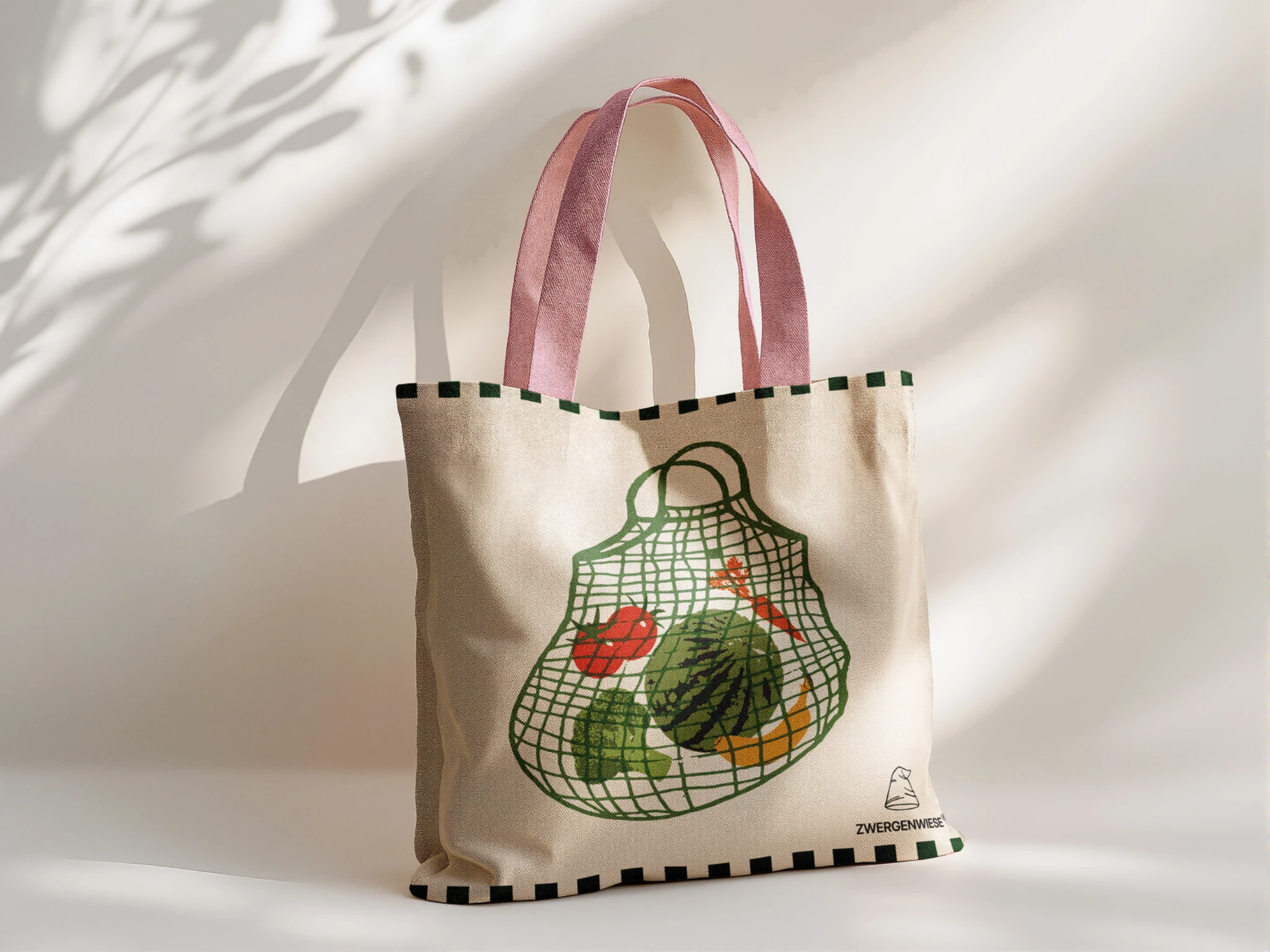 Stofftasche mit Obstnetz-Illustration